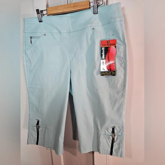 Jamie Sadock "Perfect Fit" Capris Pastel Aqua Blue Cropped - Picture 5 of 12